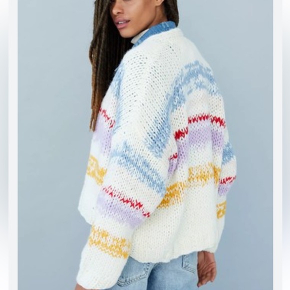 Anthropologie chunky knit colorful striped open cardigan **see description - Picture 1 of 10